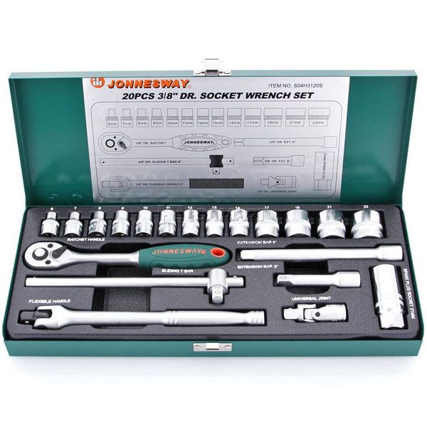 Juego de Dados 20 Piezas S04H3120S Jonnesway Juego Dados 3/8