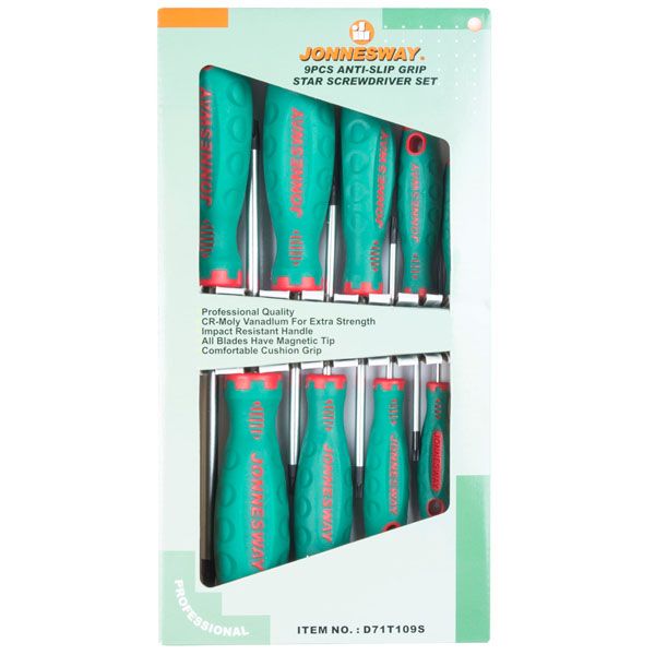 Juego Destornilladores TORX 9 Piezas D71T109S Jonnesway Juego Destornillador TORX
