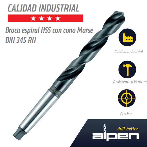 Broca Cono Morse hss Industrial Alpen Broca Cono Morse hss Industrial Alpen