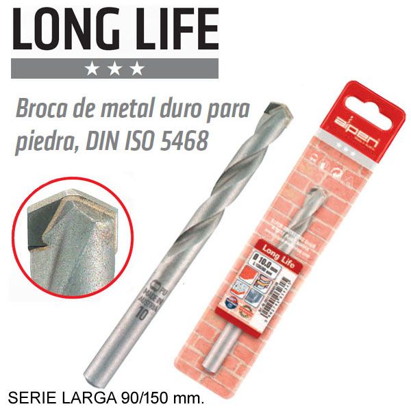Broca concreto hormigon Piedra Long Life Alpen serie larga 90-150 mm Broca concreto hormigon Piedra Long Life Alpen serie larga 90-150 mm