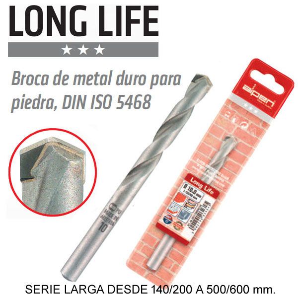 Broca concreto hormigon Piedra Long Life Alpen serie larga Broca concreto hormigon Piedra Long Life Alpen serie larga