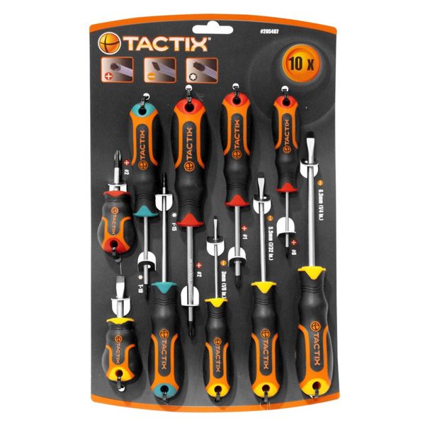 Juego destornilladores 10 Piezas Tactix 205407 Juego destornilladores
