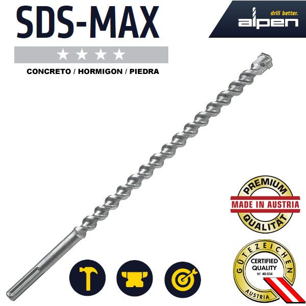 broca sds max concreto hormigon piedra alpen broca sds max concreto hormigon piedra alpen