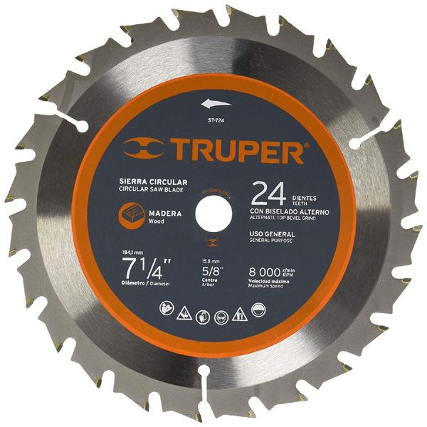 sierra circular madera 24 dientes Truper ST-724 sierra circular madera Truper