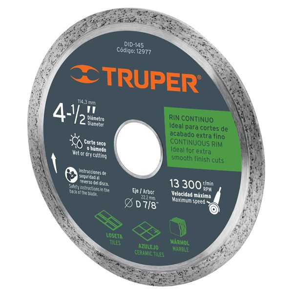Disco de Corte Diamantado Continuo 4 1/2" Truper DID145