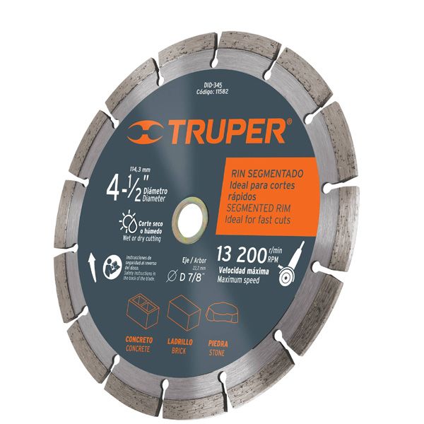 disco-corte-diamantado-segmentado 4,5 DID-345 Truper Disco de Corte Diamantado Segmentado 4.1/2" Truper