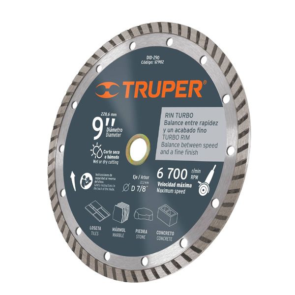 disco-de-corte-diamantado-continuo 9 DID-290 Truper Disco de corte diamantado Turbo 9"