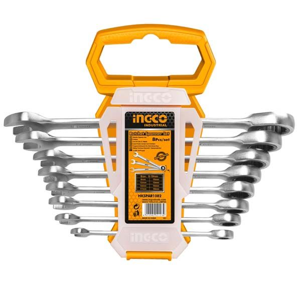 Juego Llaves Punta Corona con Chicharra de 8-19 mm. Ingco